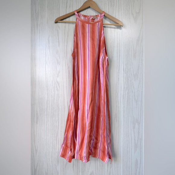 J. CREW Womens Halter Dress US Size 12 Orange Striped Rayon NWT - Picture 1 of 4